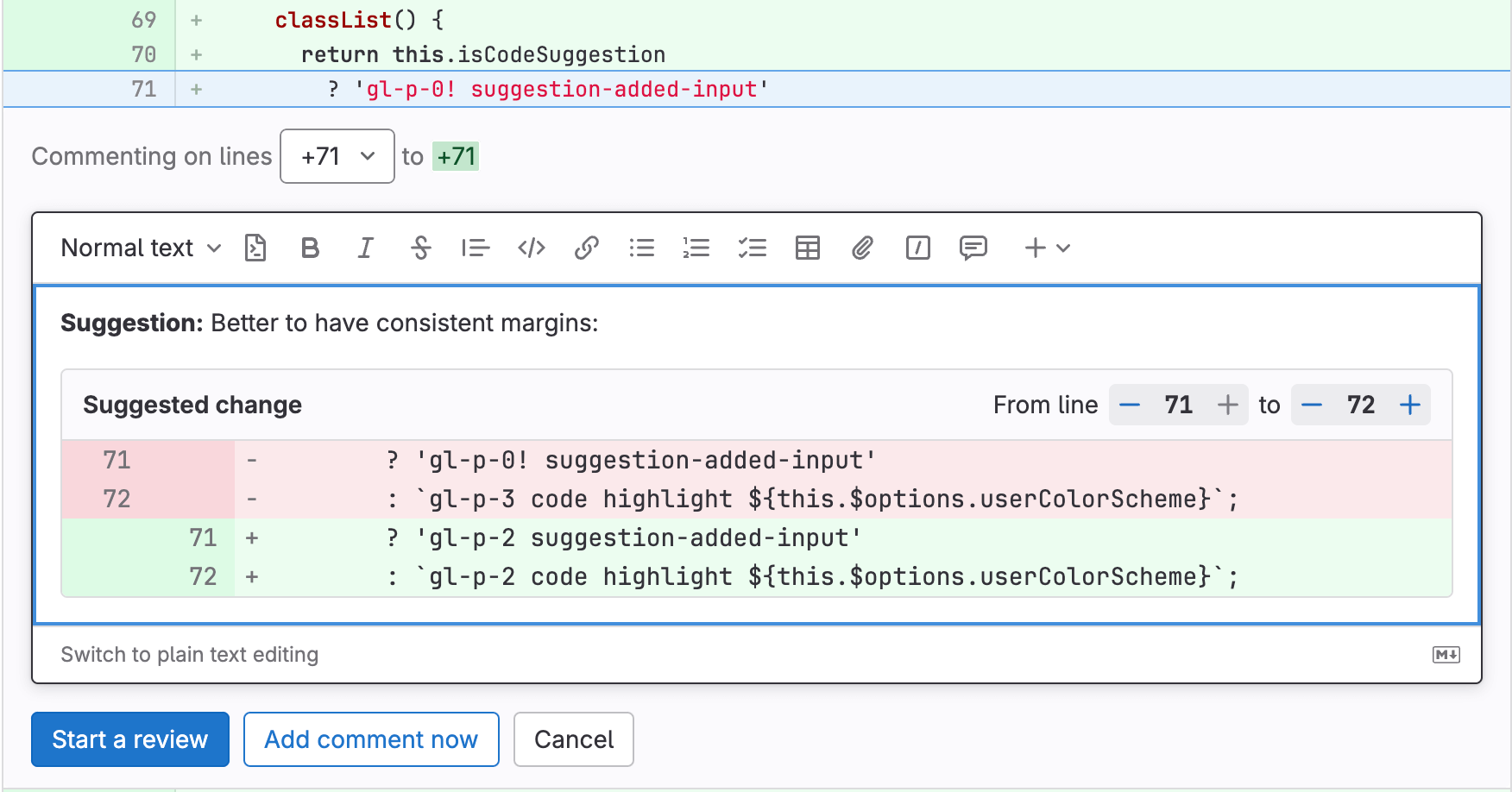 Multi-line suggestion preview